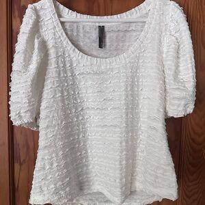 Anthropologie Elegant White Textured Women's Top